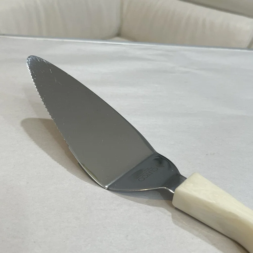 Cutco 1754 Slice N Serve Spatula Knife Cake Pie Server Pearl White Handle USA